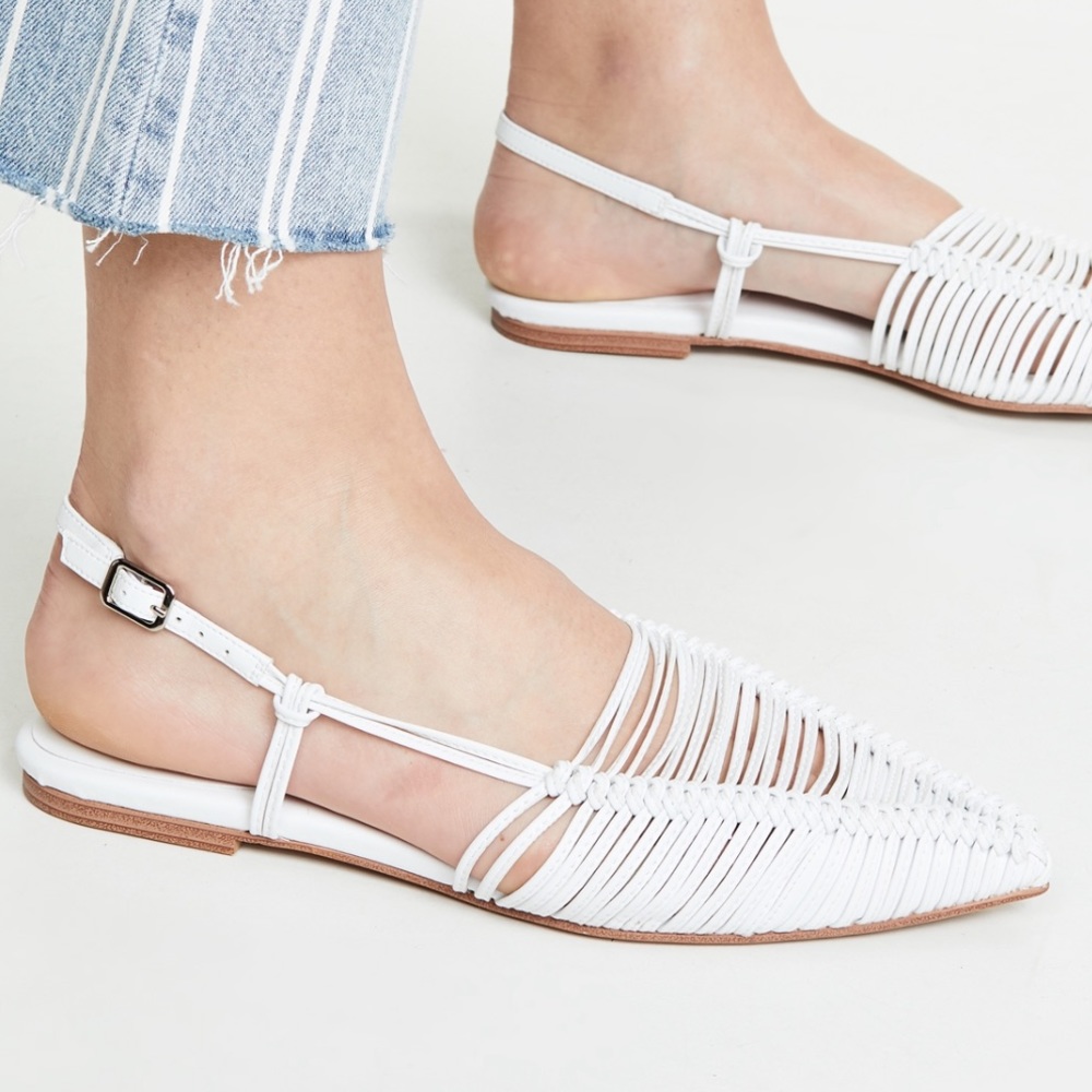 NWT, NIB JEFFERY CAMPBELL MYRON FLATS IN WHITE